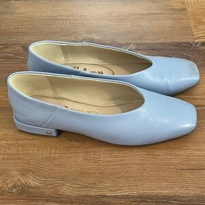 Sam Edelman Powder Blue Square Toe Low Block Heel Flats